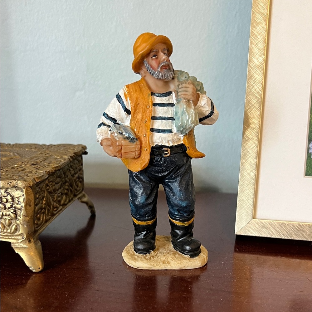 Vintage Old Salt Fisherman holding his catch - cute nautical gift